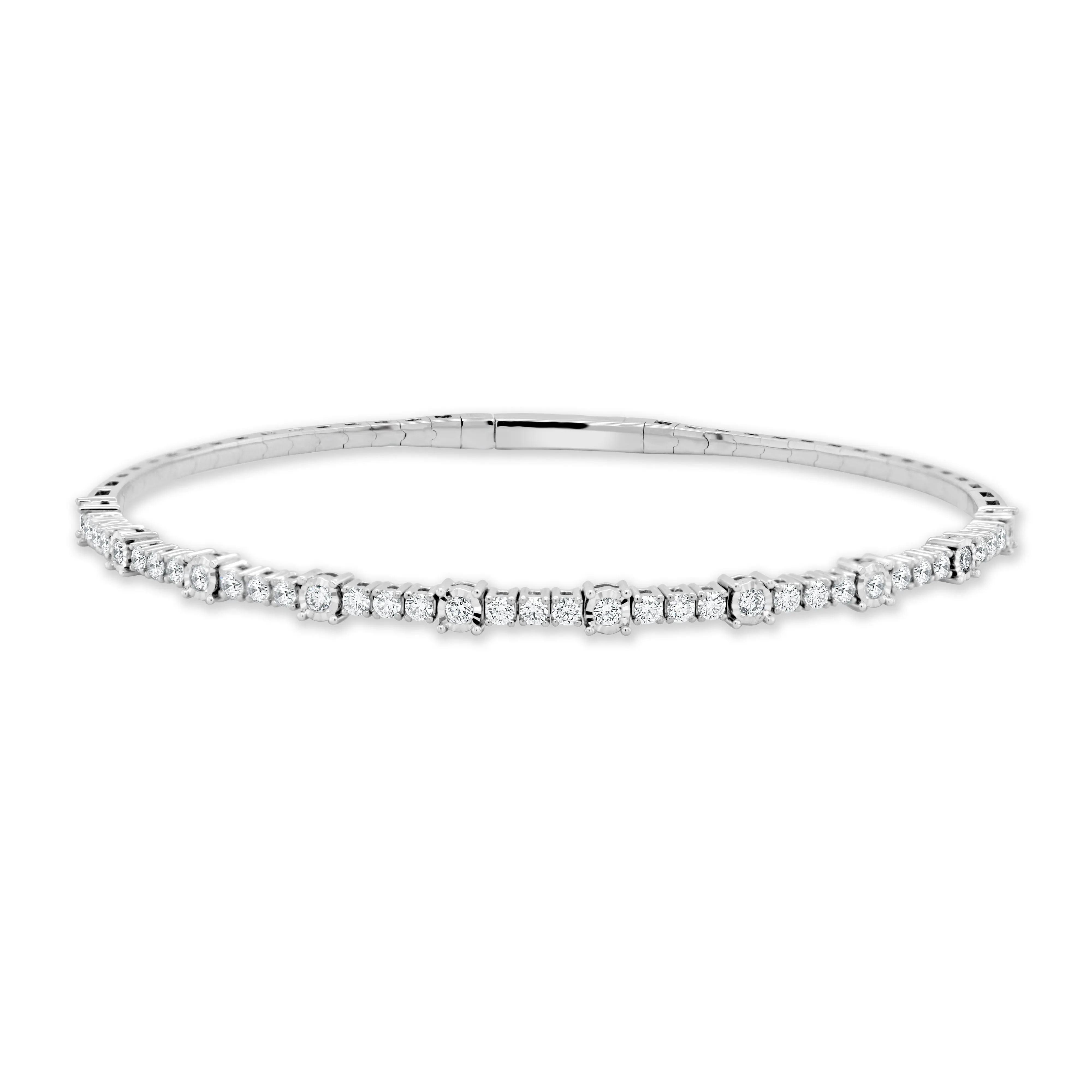 14K Gold & Diamond Flexible Two-Tone Bangle - 0.75ct