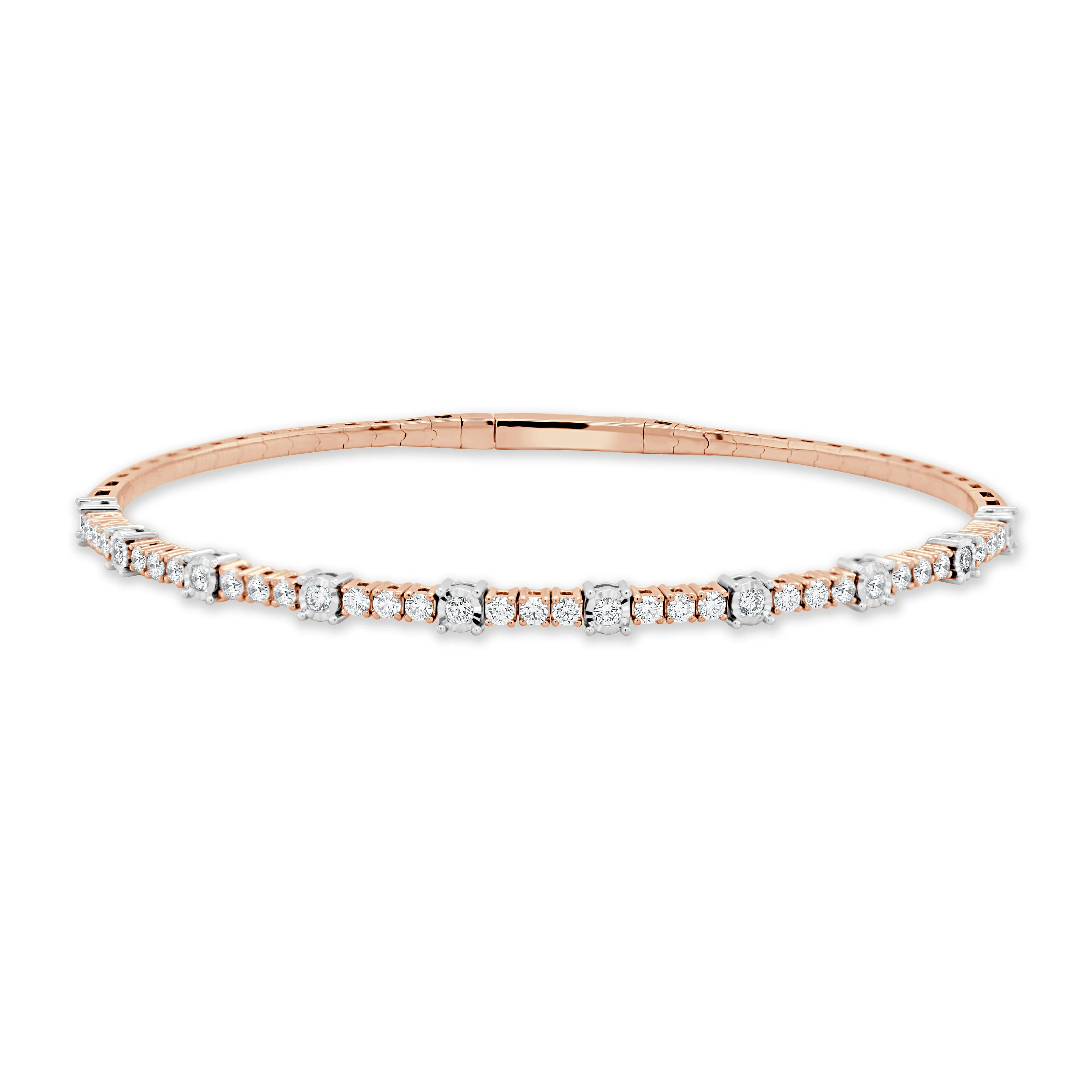 14K Gold & Diamond Flexible Two-Tone Bangle - 0.75ct