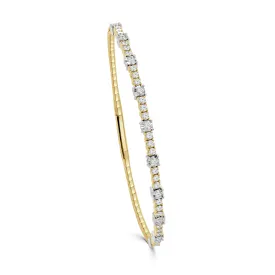 14K Gold & Diamond Flexible Two-Tone Bangle - 0.75ct