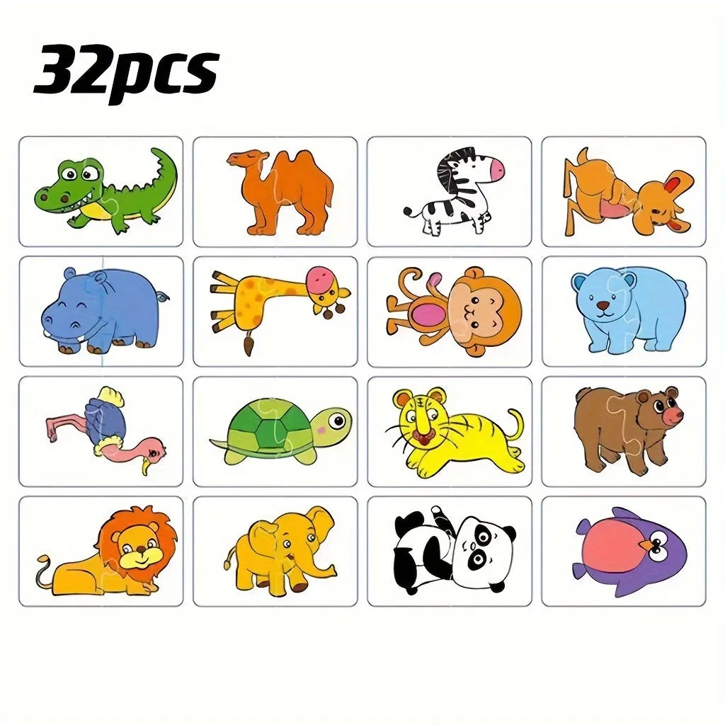 32pc Animal Matching Puzzles  Cognition Cards for Kids