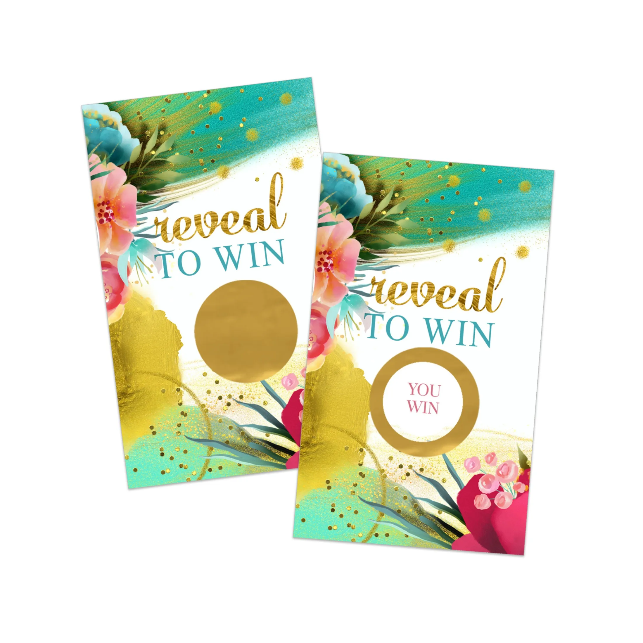 Aloha Greenery Scratch Off Game (30 Pack) - Tropical Floral, Bridal & Baby Shower, Pink & Gold Drawing Prizes