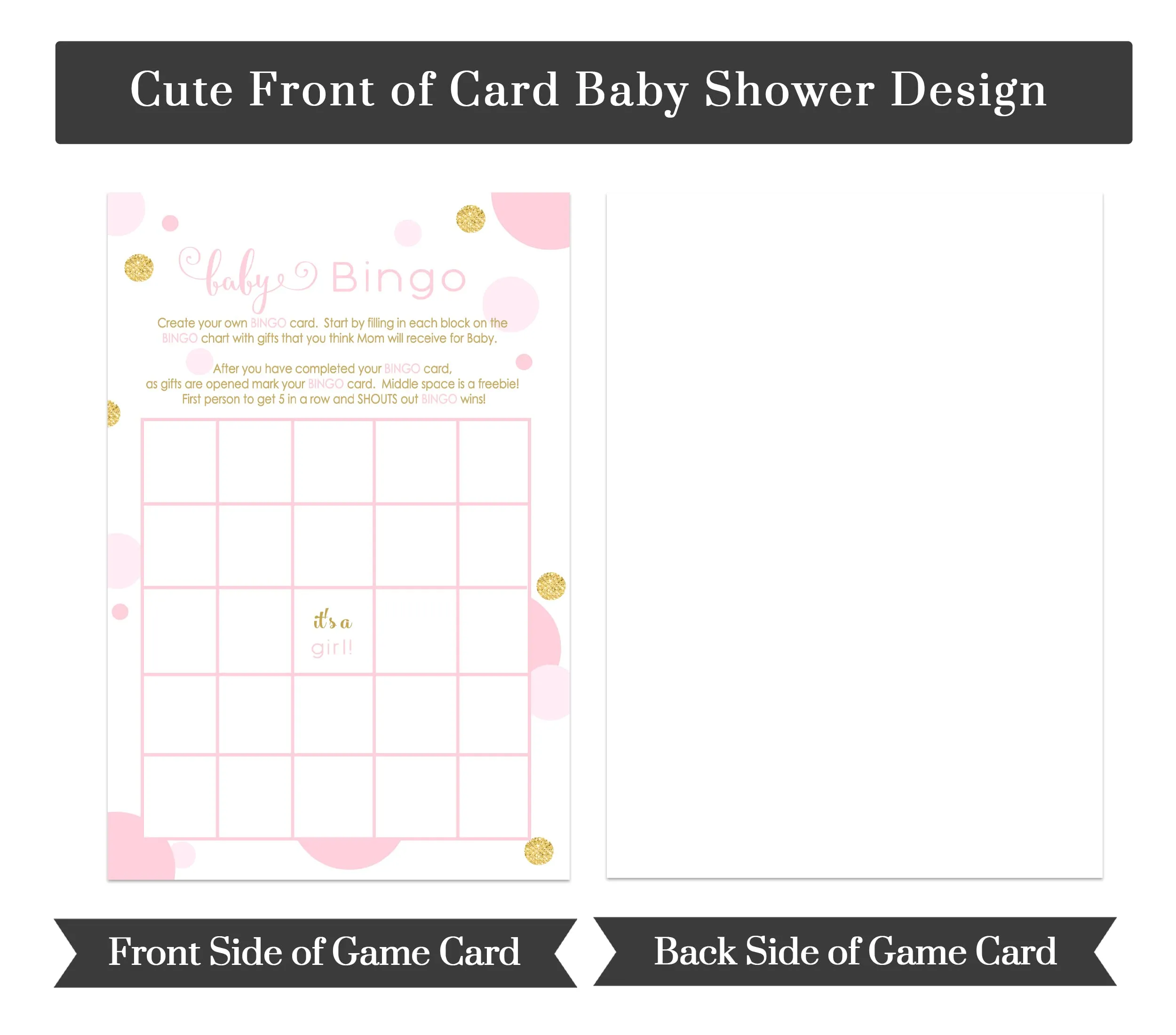 Baby Shower Bingo Game Cards - 25-Pack, Twinkle Little Star Theme, Pink & Gold Design