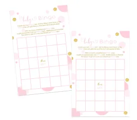 Baby Shower Bingo Game Cards - 25-Pack, Twinkle Little Star Theme, Pink & Gold Design