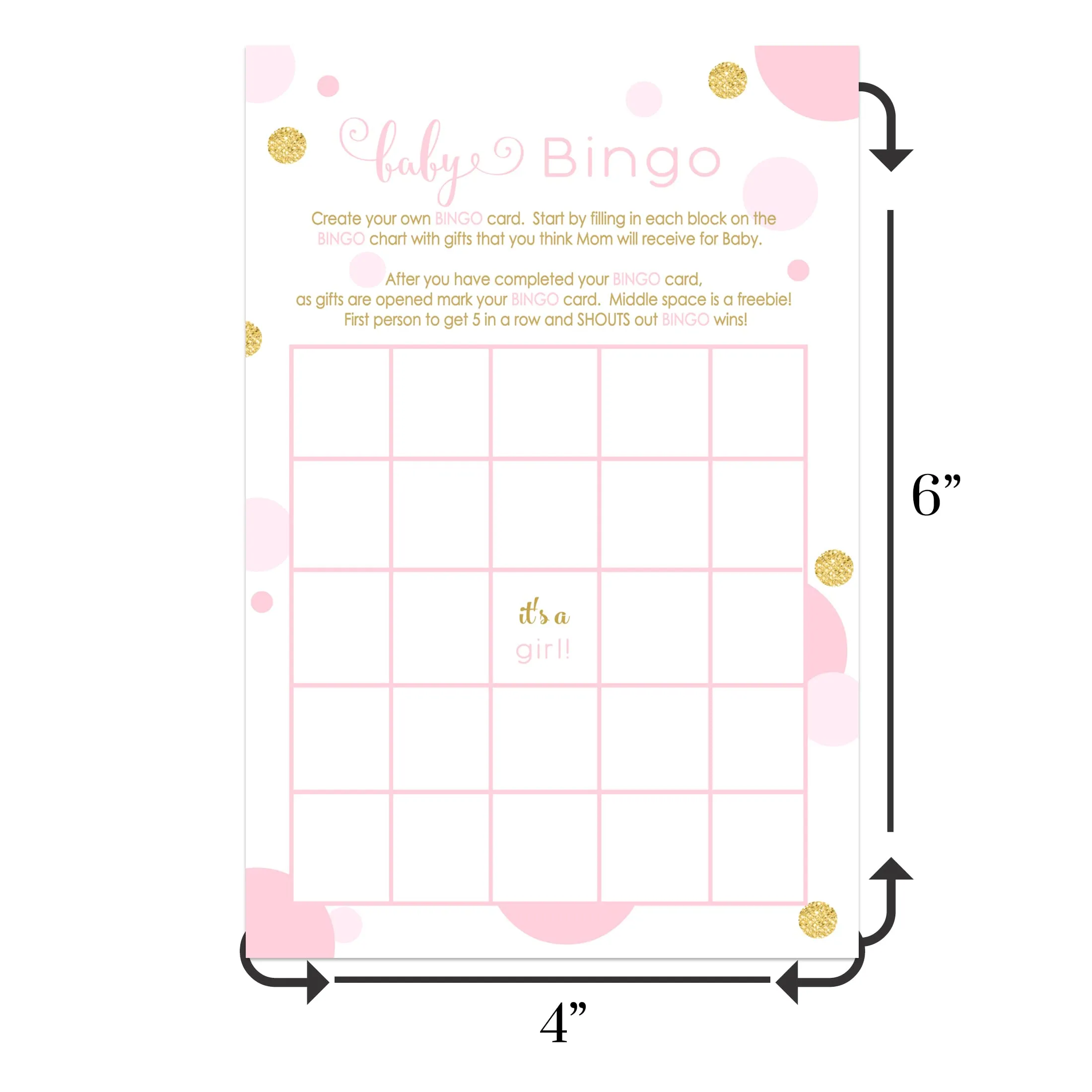 Baby Shower Bingo Game Cards - 25-Pack, Twinkle Little Star Theme, Pink & Gold Design