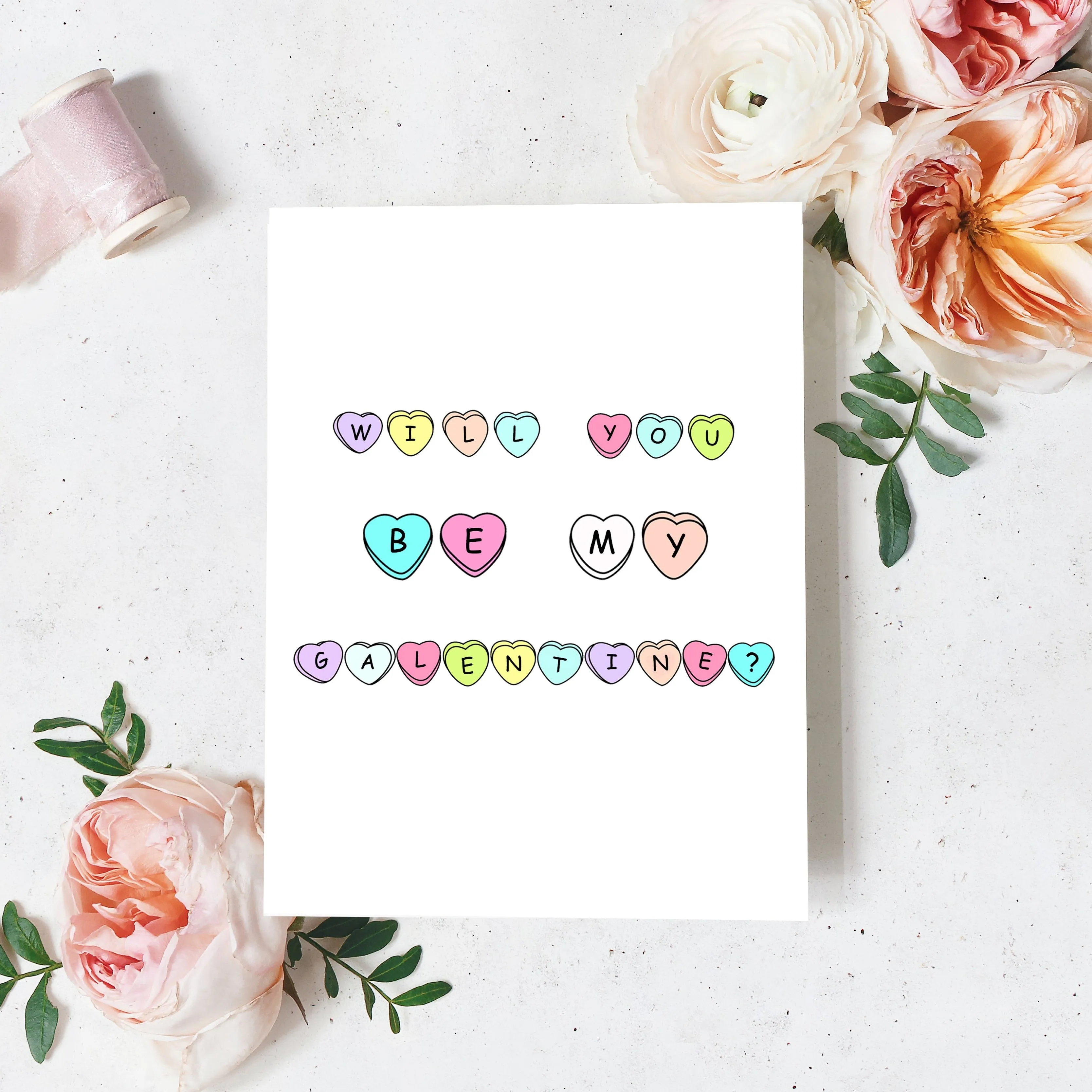 Be My Galentine Candy Hearts Card