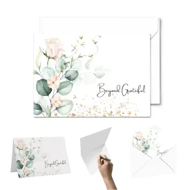 Blush Blooms Floral Thank You Cards - 25-Pack Exquisite Notecards for Bridal Showers, Weddings