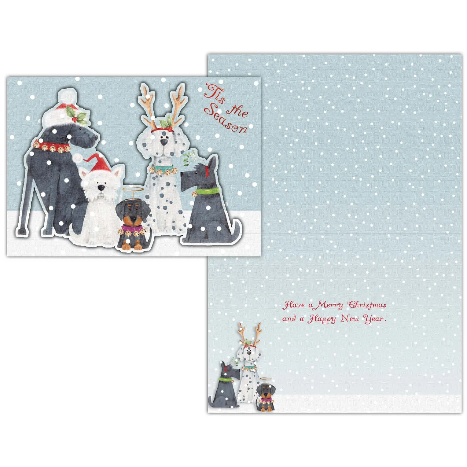 Boxed Christmas Cards- Dogs in Christmas Hats -15 Cards & Envelopes