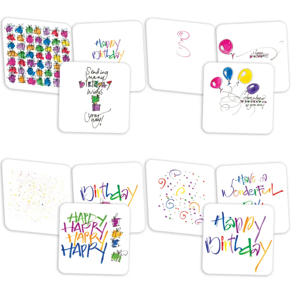 Cheerful Happy Birthday - Assorted Birthday Cards, Box of 20 Cards