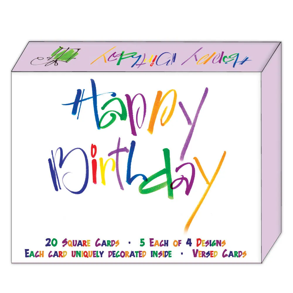 Cheerful Happy Birthday - Assorted Birthday Cards, Box of 20 Cards