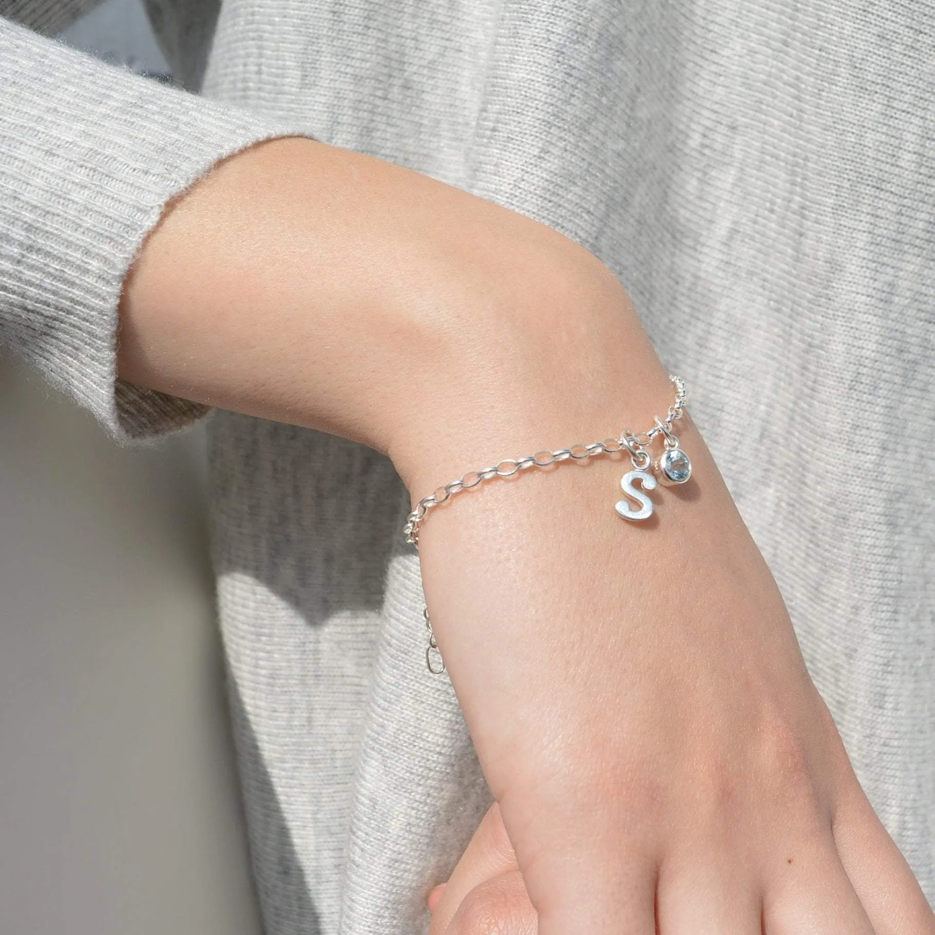 Children's Silver Initial Charm Bracelet