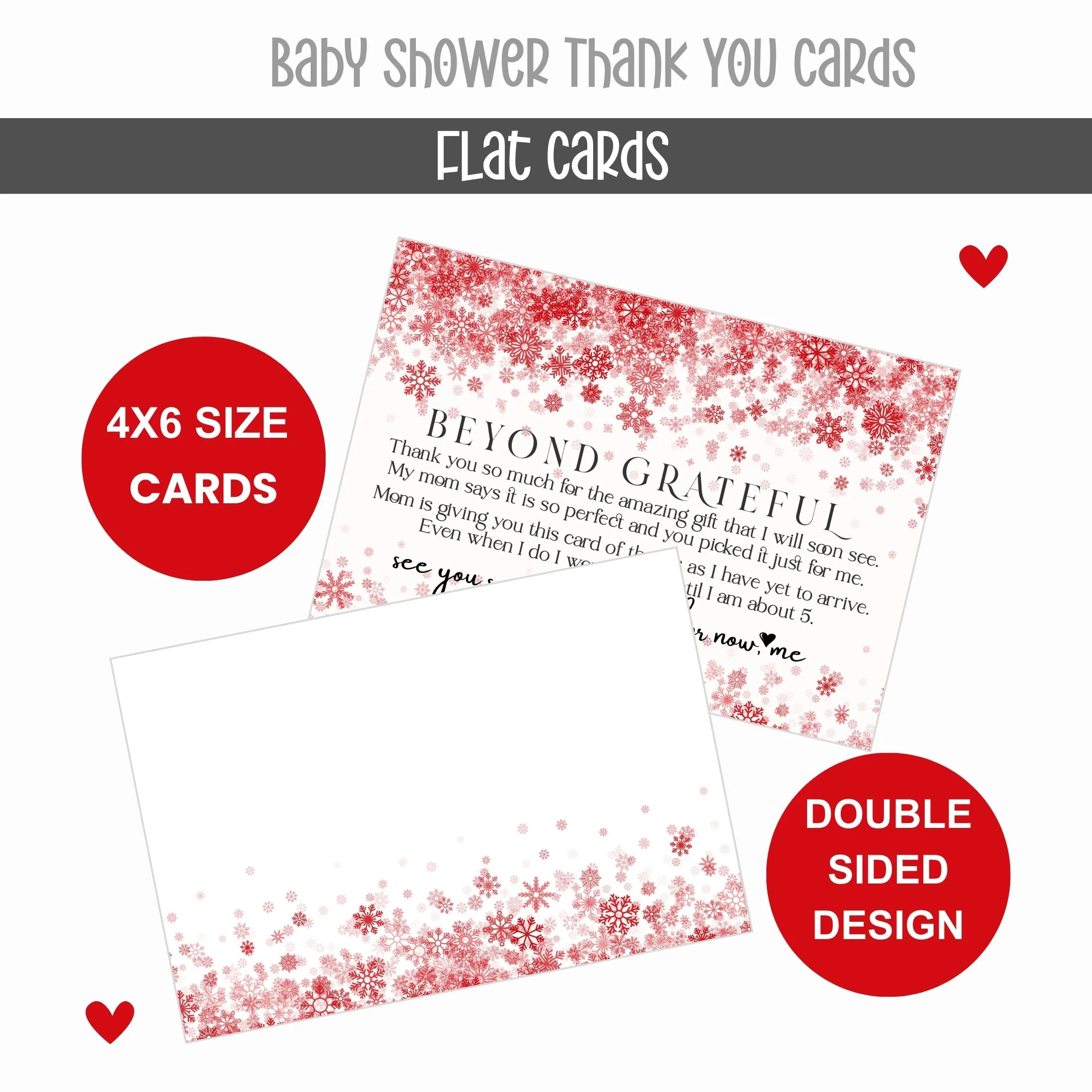 Christmas Baby Shower Thank You Cards – Red Notecards with Envelopes (Pack of 25)