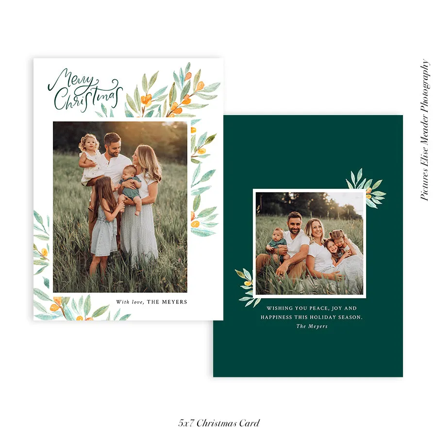 Christmas Photocard Templates Bundle | Winter Watercolor