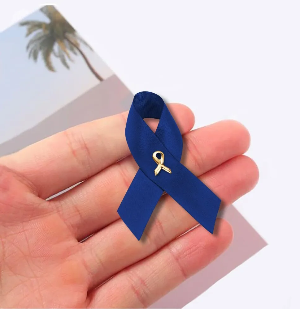 Colon Cancer Awareness Blue Satin Ribbon Pins