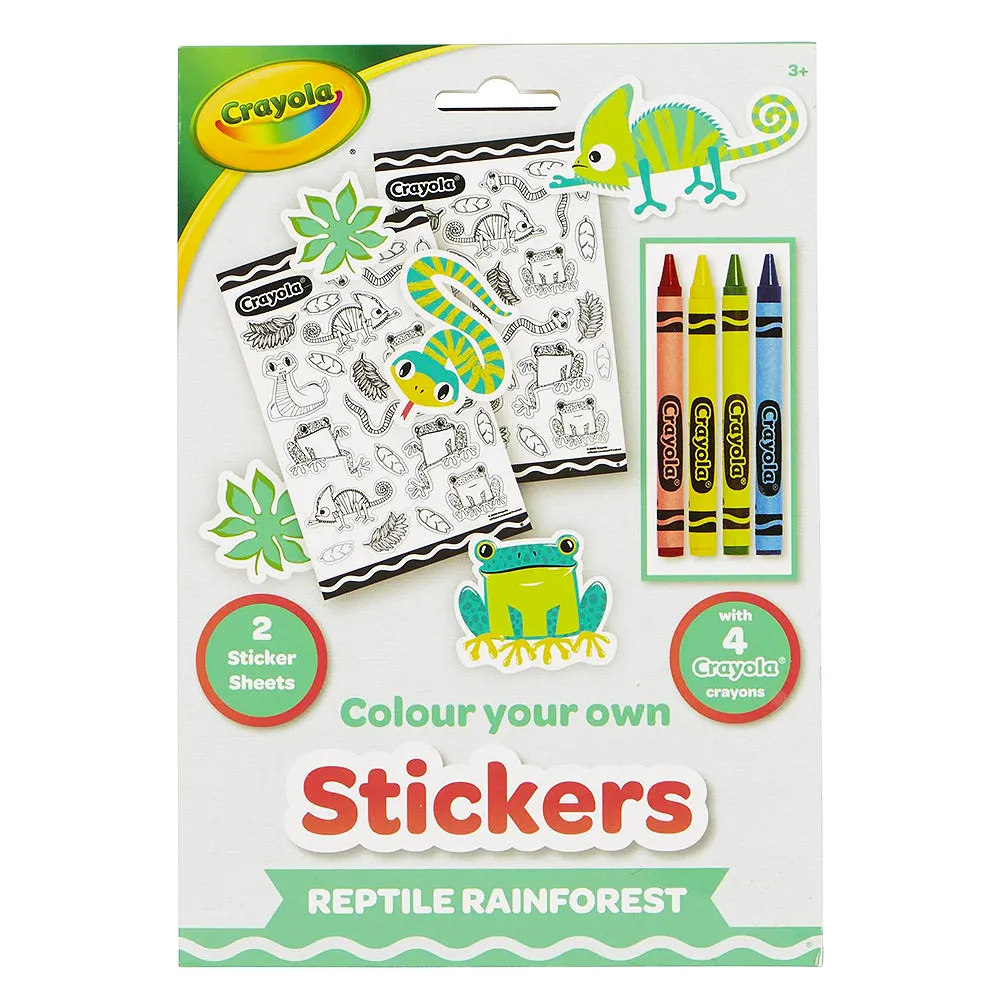 Crayola Colour Your Own Reptile Rainforest Stickers & 4 Crayons