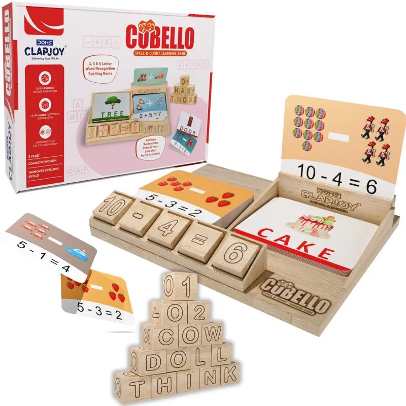 Cubello Learning Educational Word Game & Math Toy with Flash Cards