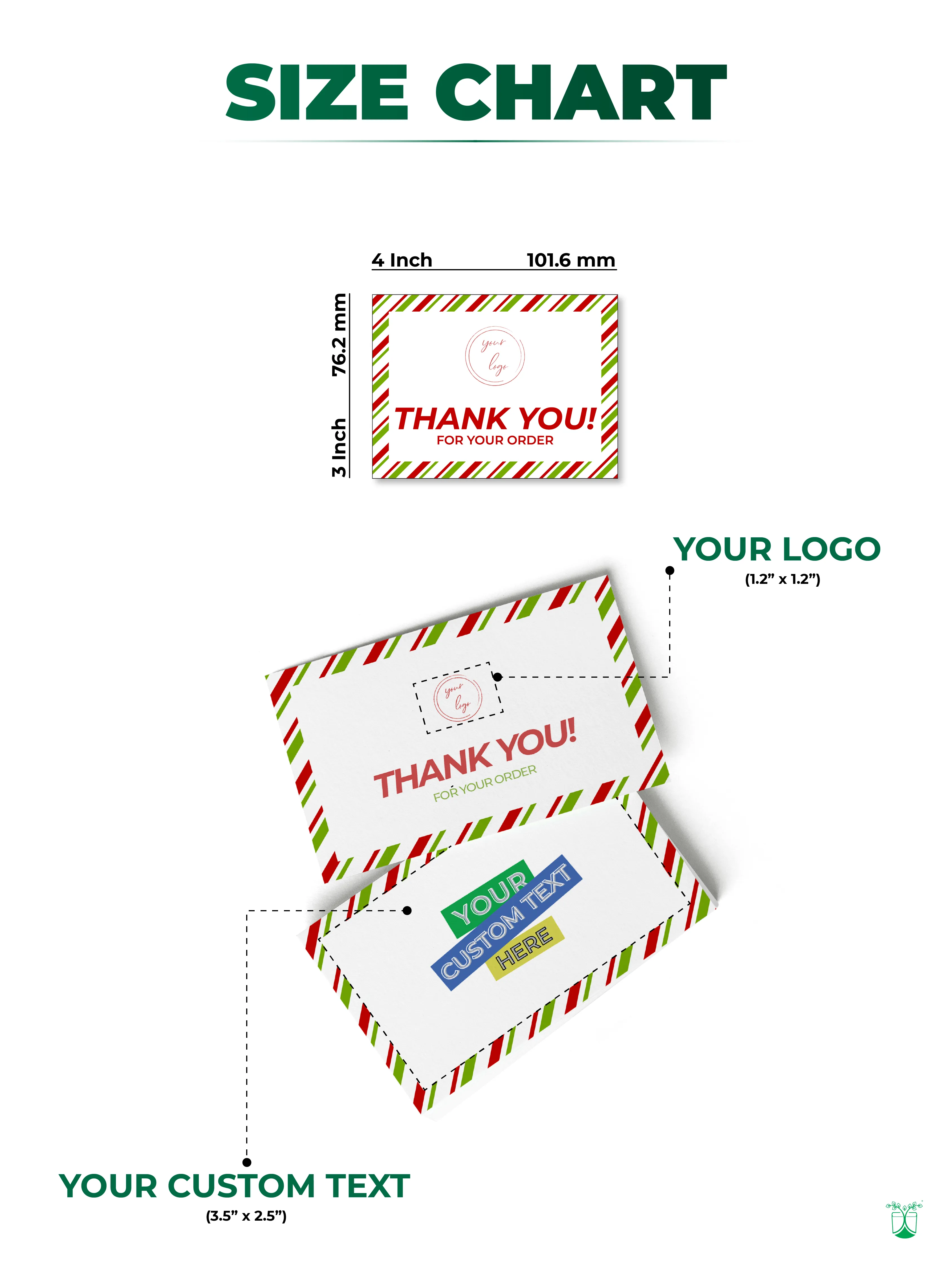 Custom Festive Thank You Cards- From Pack of 100 Cards