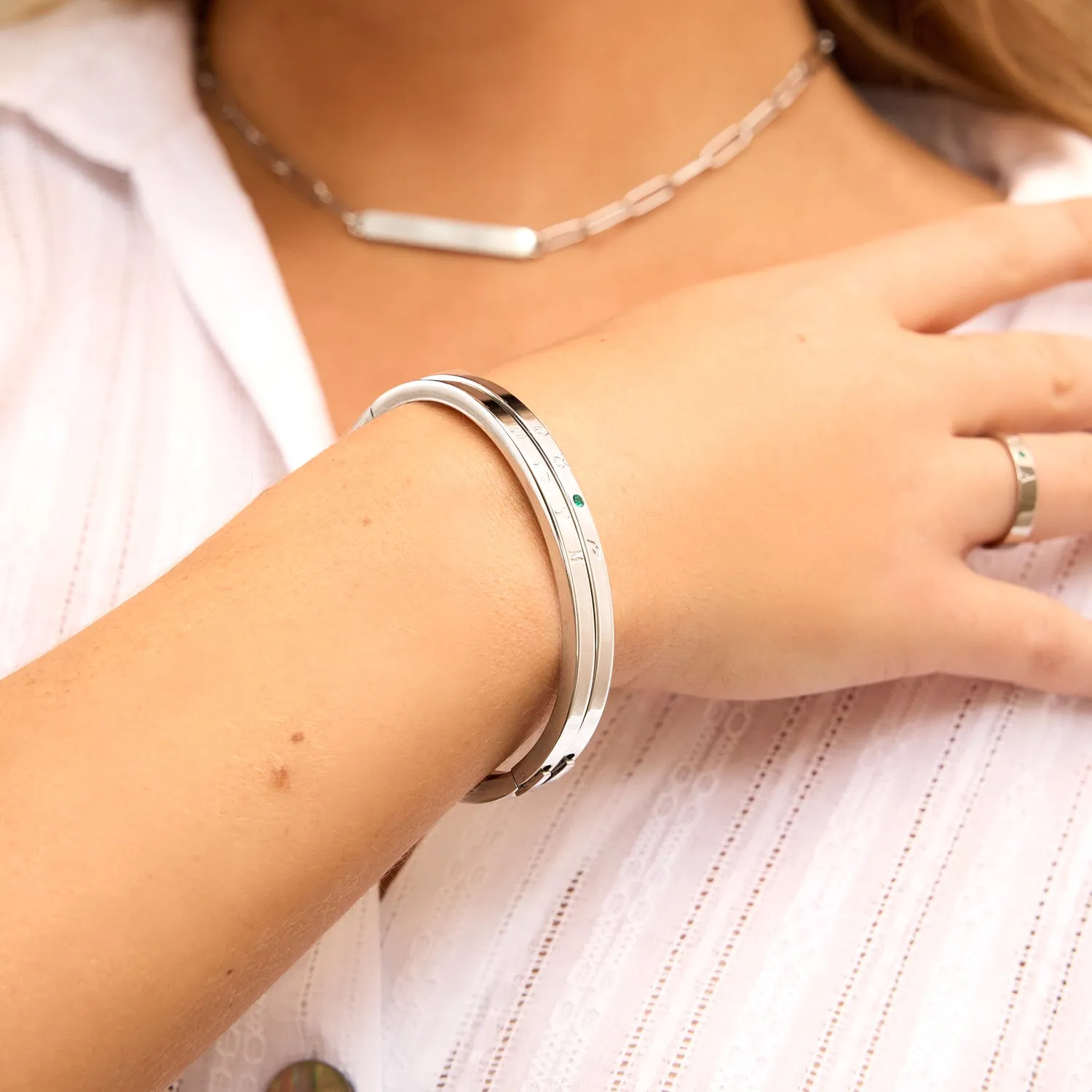 Custom Stamped Bangle (Silver)