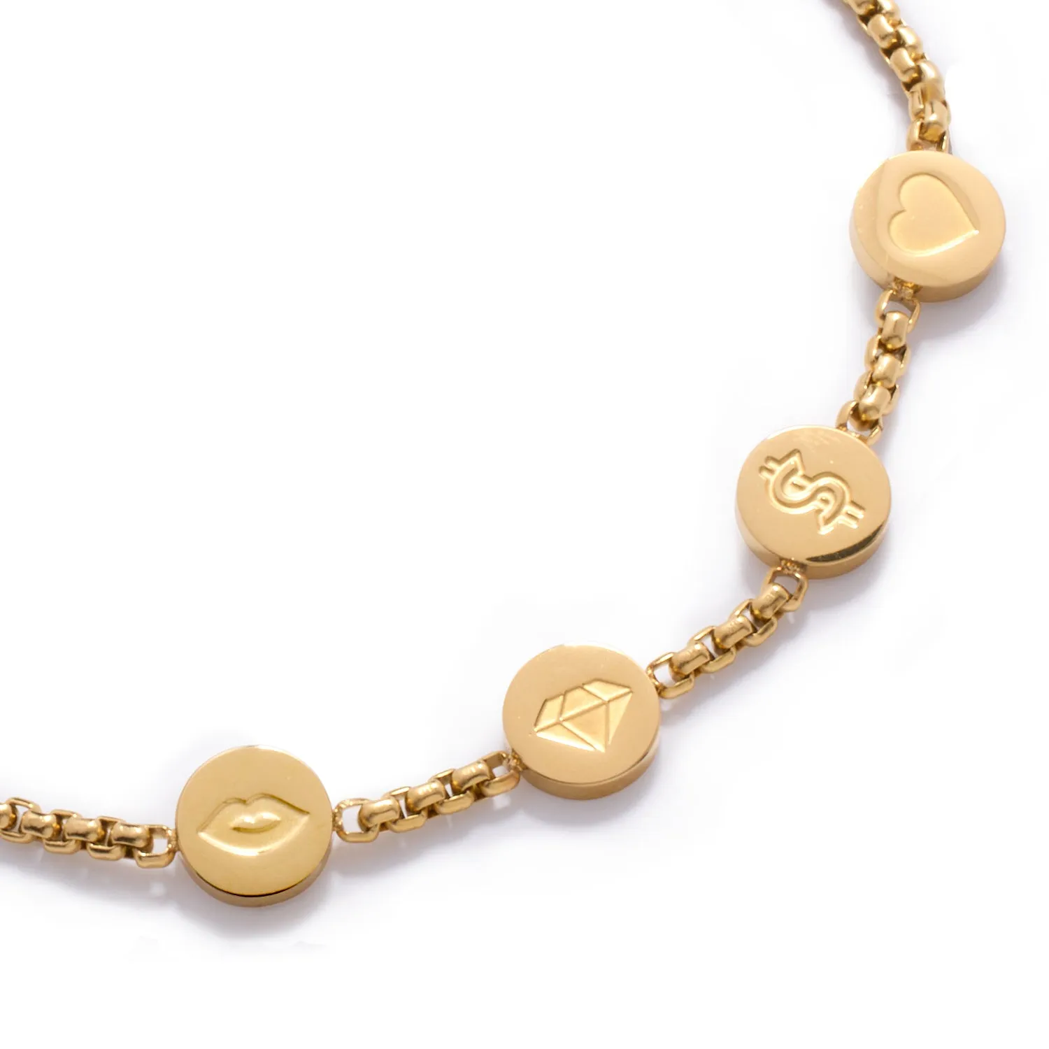 Custom Stamped Disc Bracelet (Gold)