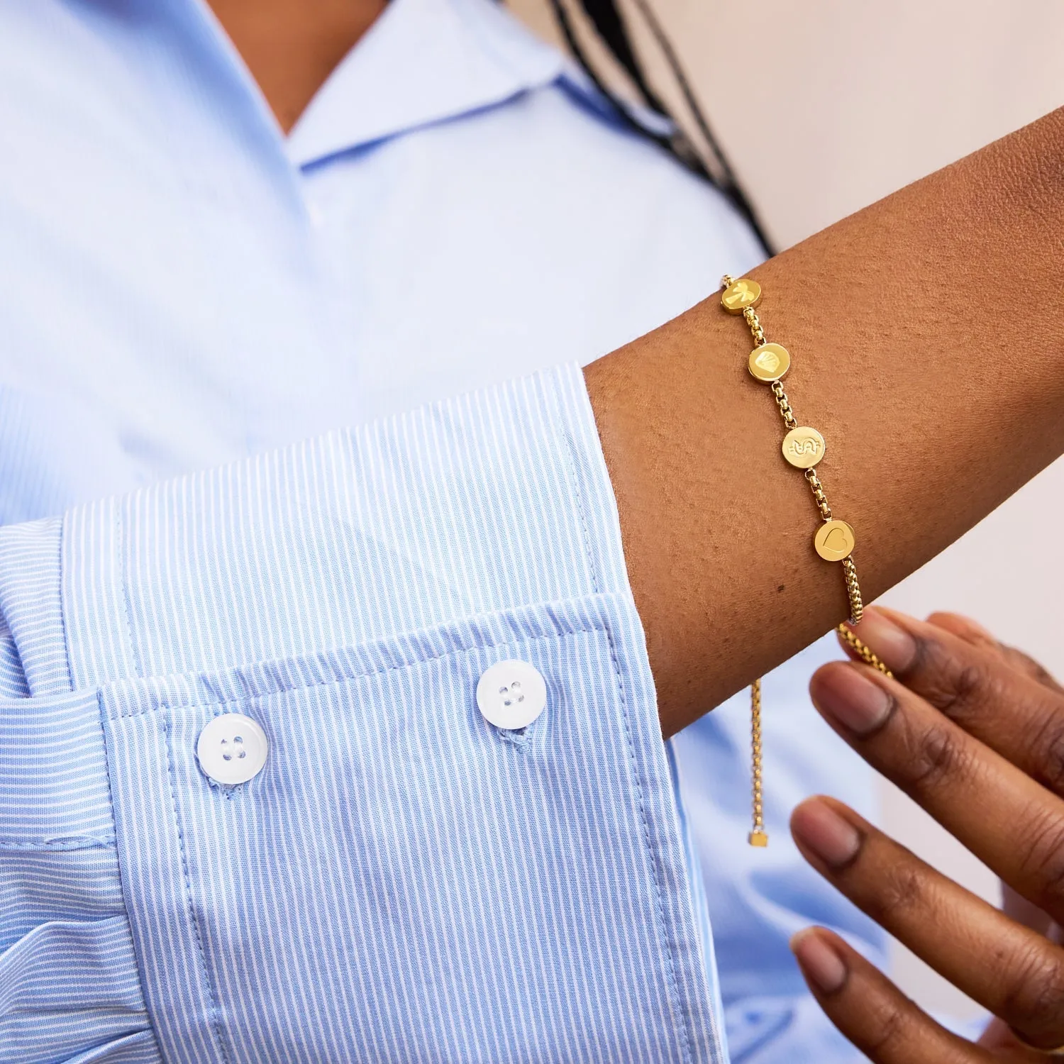 Custom Stamped Disc Bracelet (Gold)