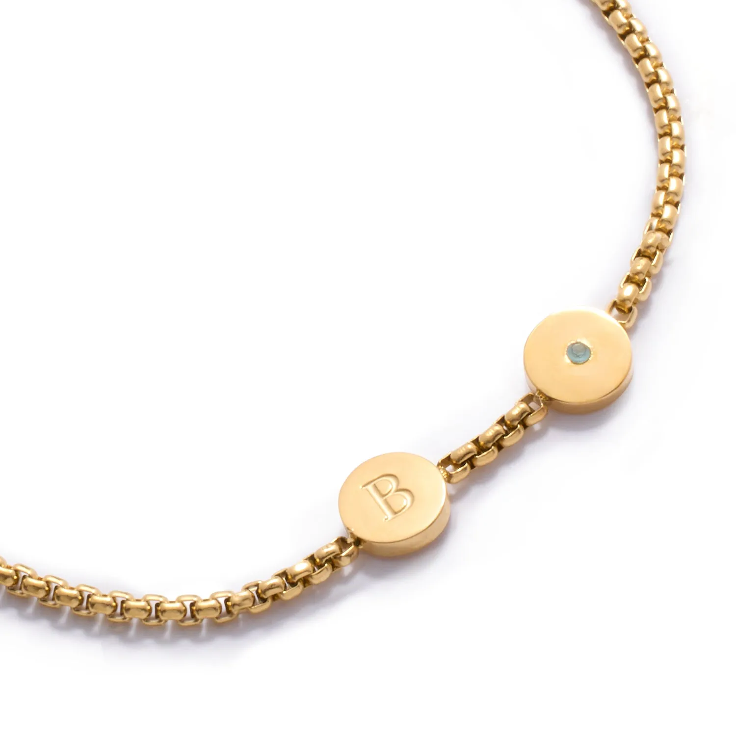 Custom Stamped Disc Bracelet (Gold)