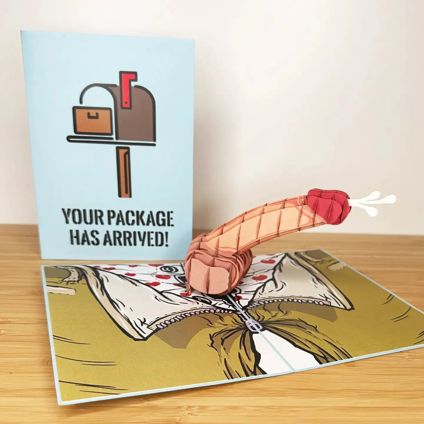 Dick Package Prank Pop Up Card flesh