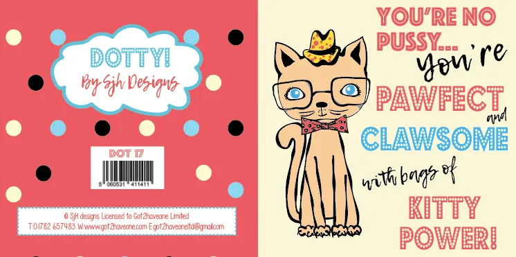 Dotty Card Range - Kitty Power Greetings Card