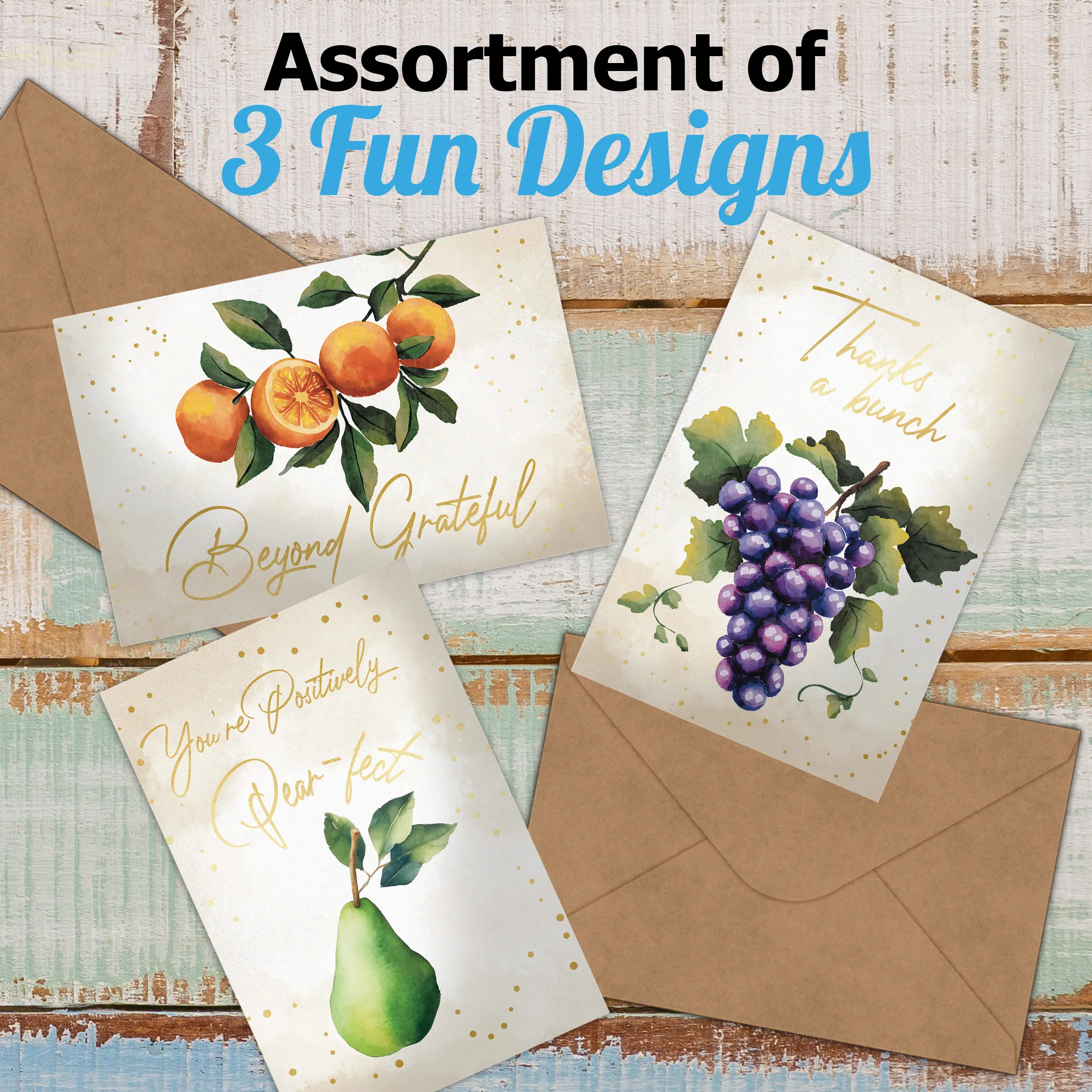 Elegant Fruit Thank You Cards with Envelopes