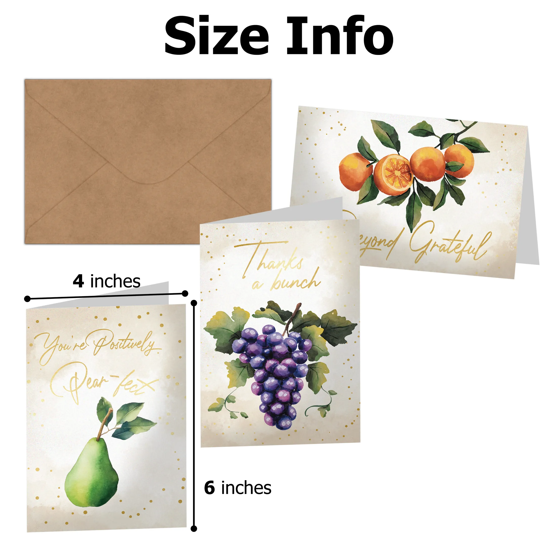 Elegant Fruit Thank You Cards with Envelopes