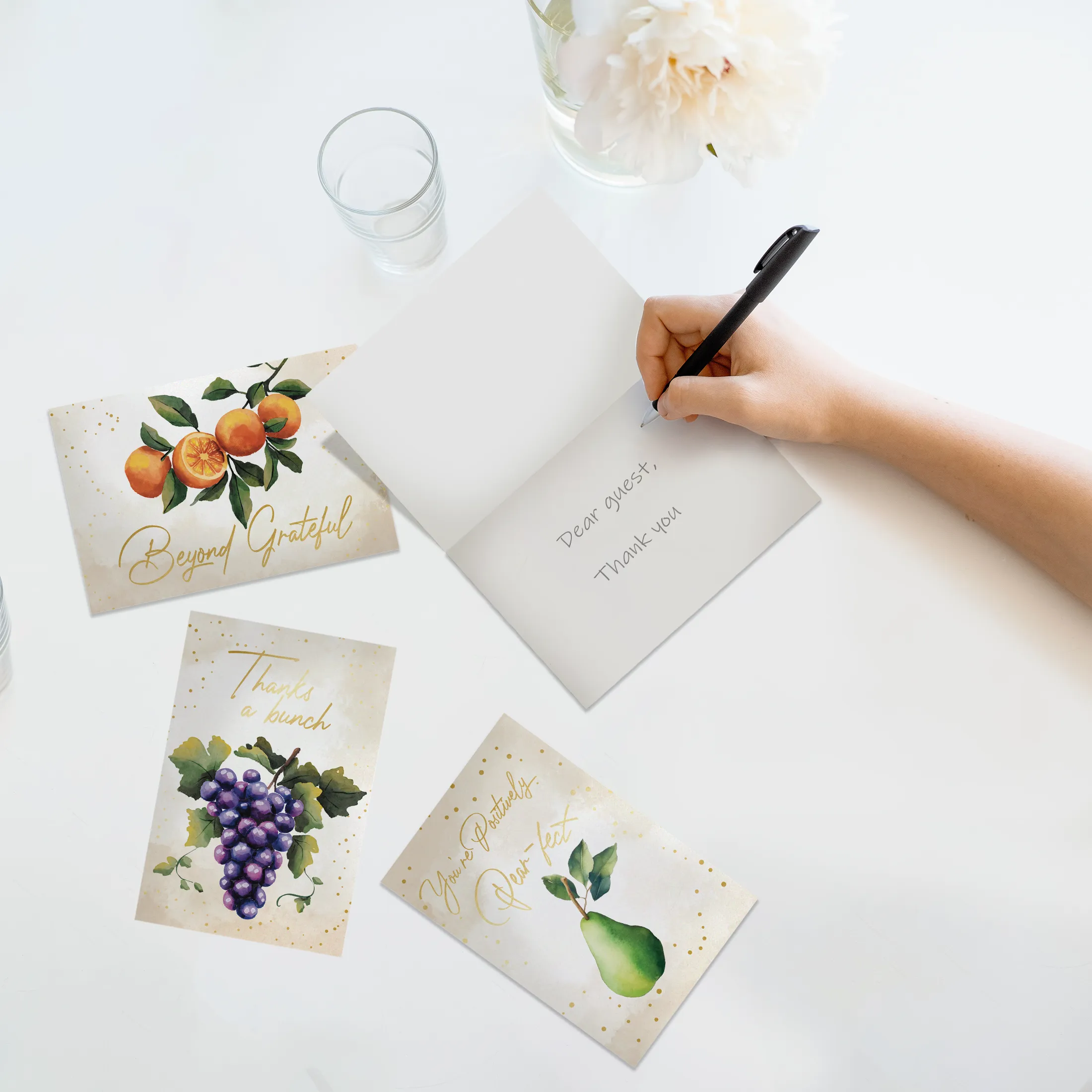 Elegant Fruit Thank You Cards with Envelopes