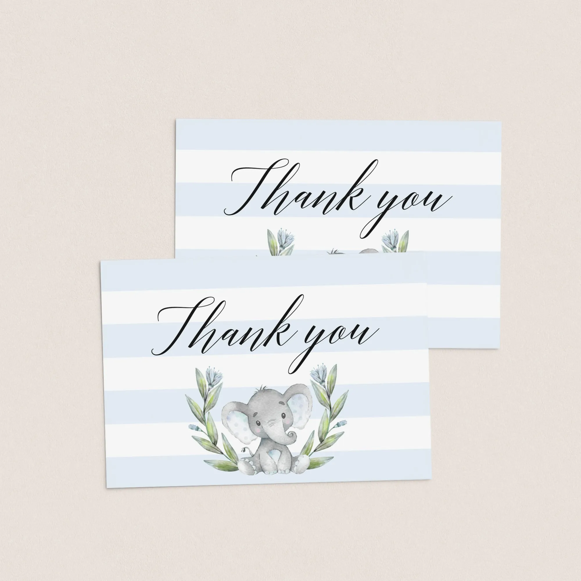 Elephant Baby Shower Thank You Card Printable