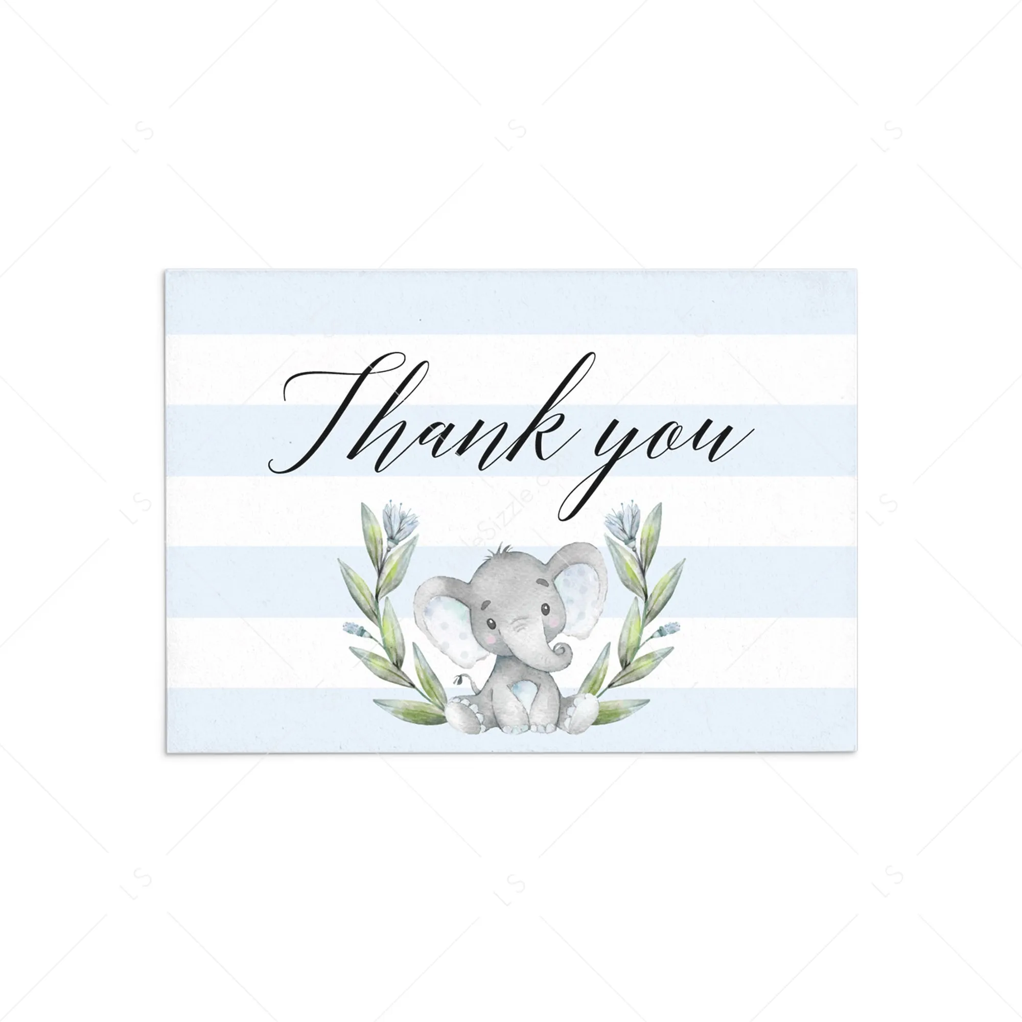 Elephant Baby Shower Thank You Card Printable