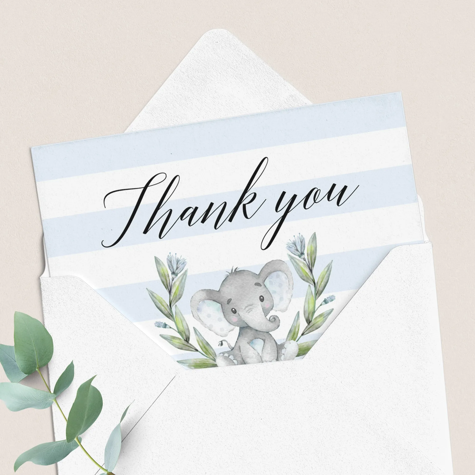 Elephant Baby Shower Thank You Card Printable