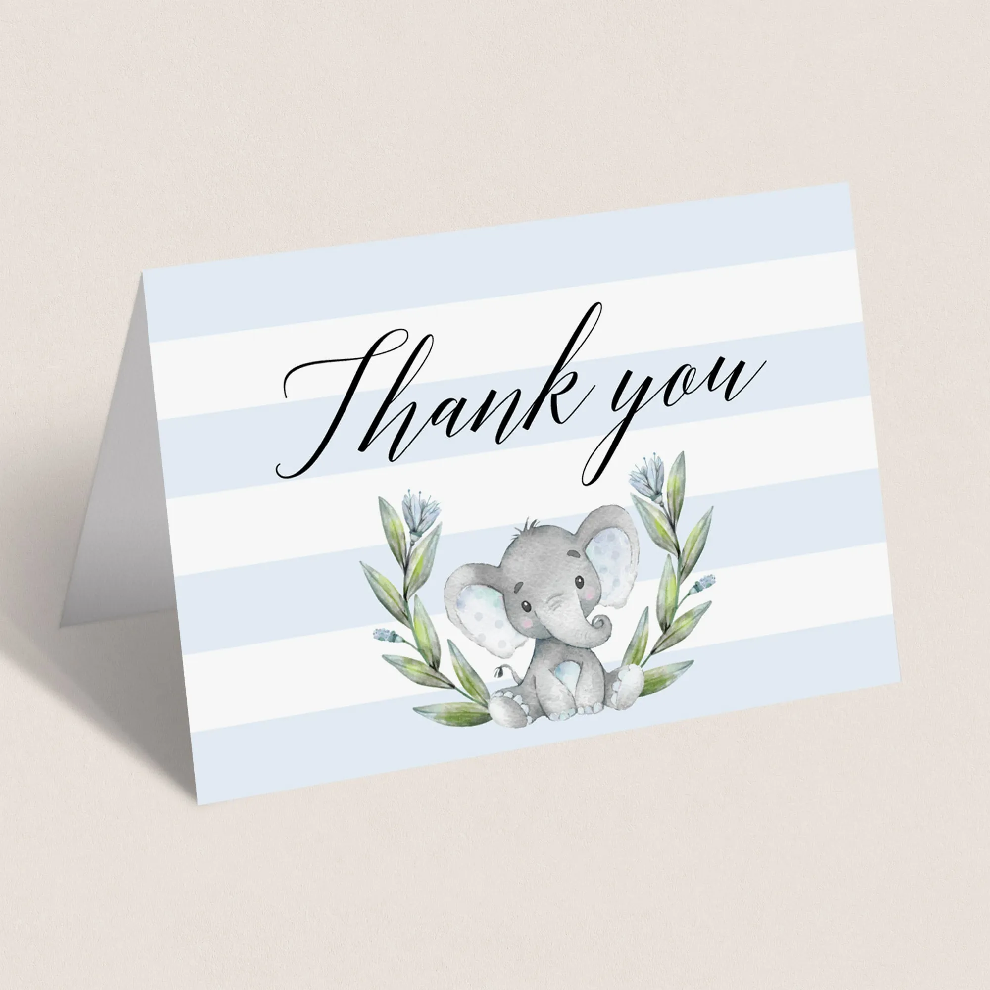 Elephant Baby Shower Thank You Card Printable