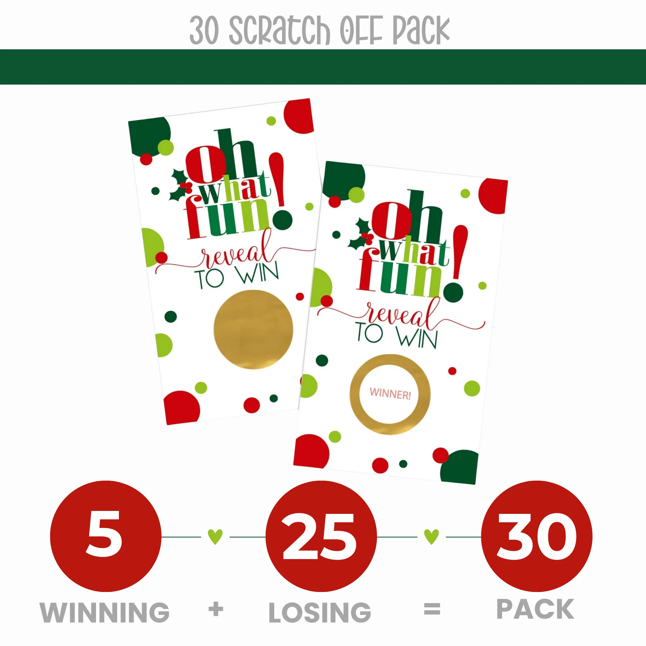 Festive Christmas Scratch Off Game Cards - Pack of 30