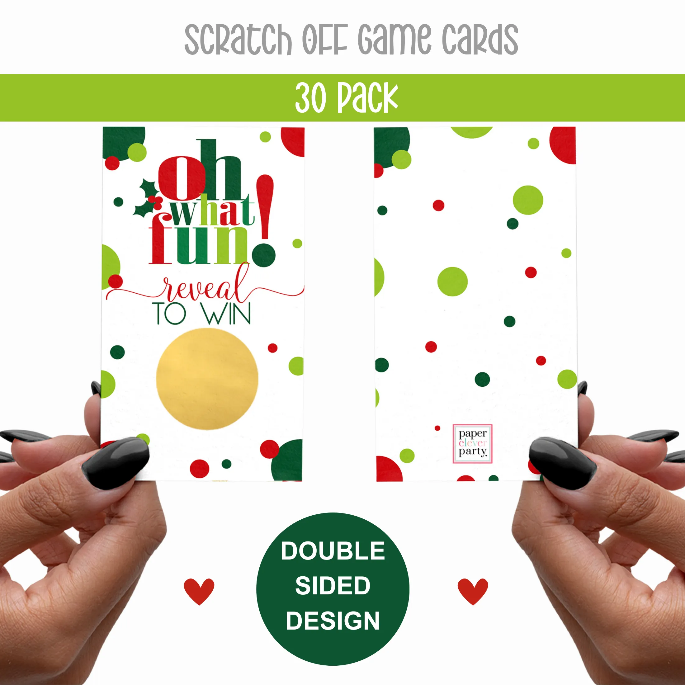 Festive Christmas Scratch Off Game Cards - Pack of 30