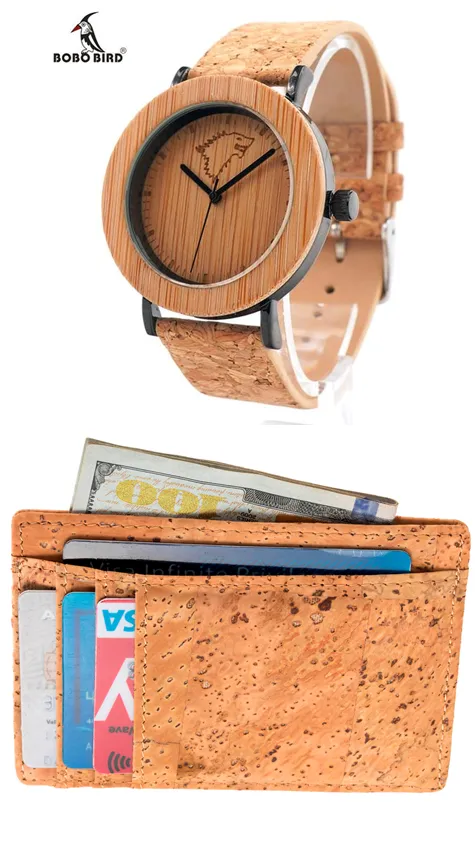 FREE!! RFID Pocket Cork Wallet  with a buy of this BOBO BIRD Bamboo and cork Watch