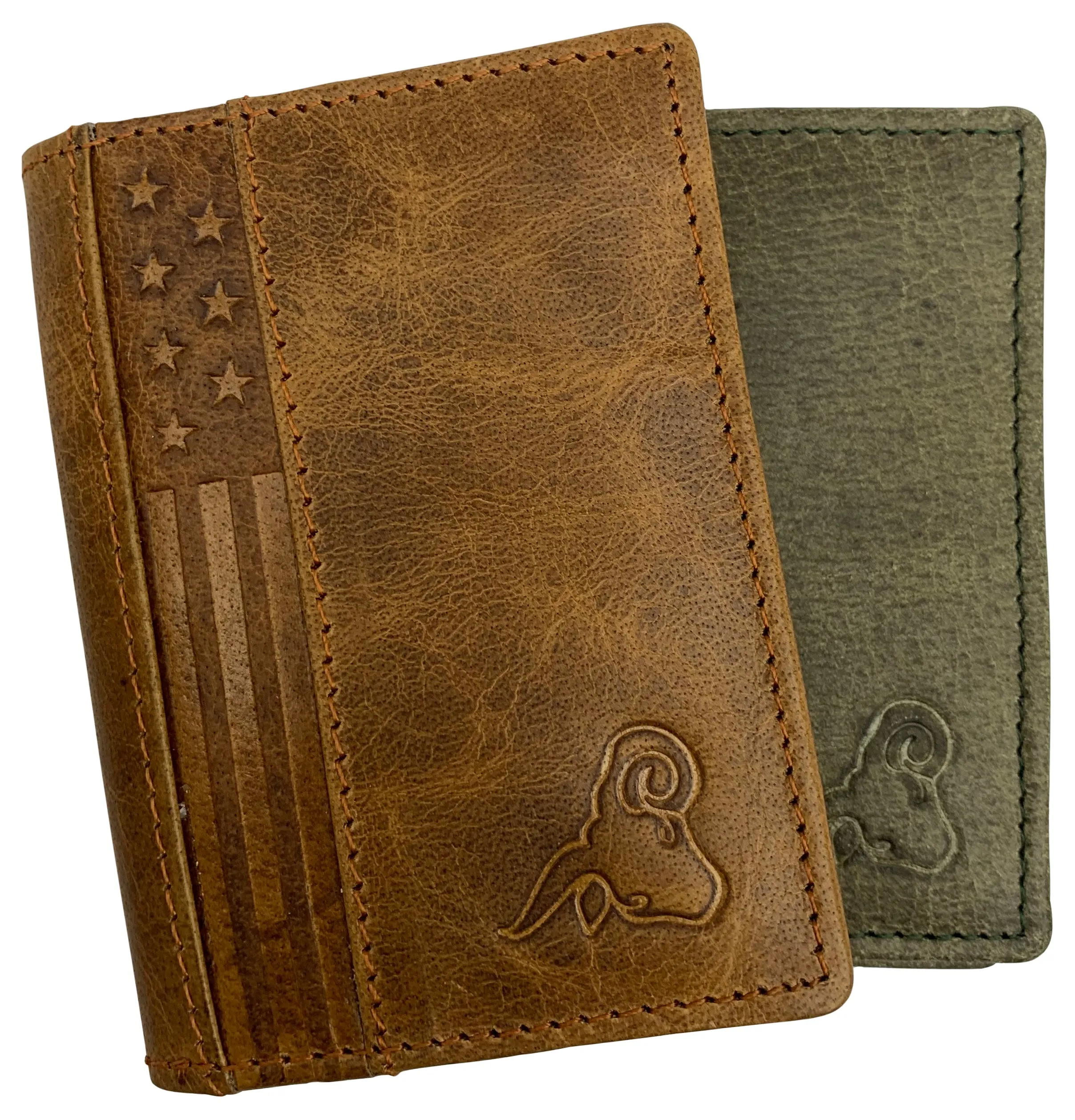 Genuine Leather Business Card Holder Name Card Case Credit Card Wallet with ID Window RFID Blocking USA Series