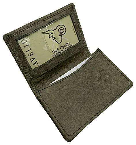 Genuine Leather Business Card Holder Name Card Case Credit Card Wallet with ID Window RFID Blocking USA Series