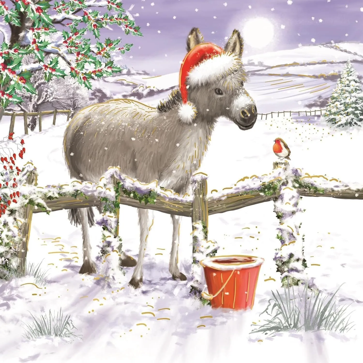 Giftmaker Donkey Square Christmas Cards 2 Designs - Pack of 10