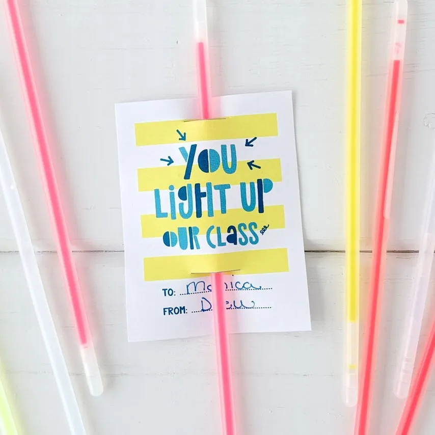 Glow Stick Valentine Cards for Classmates