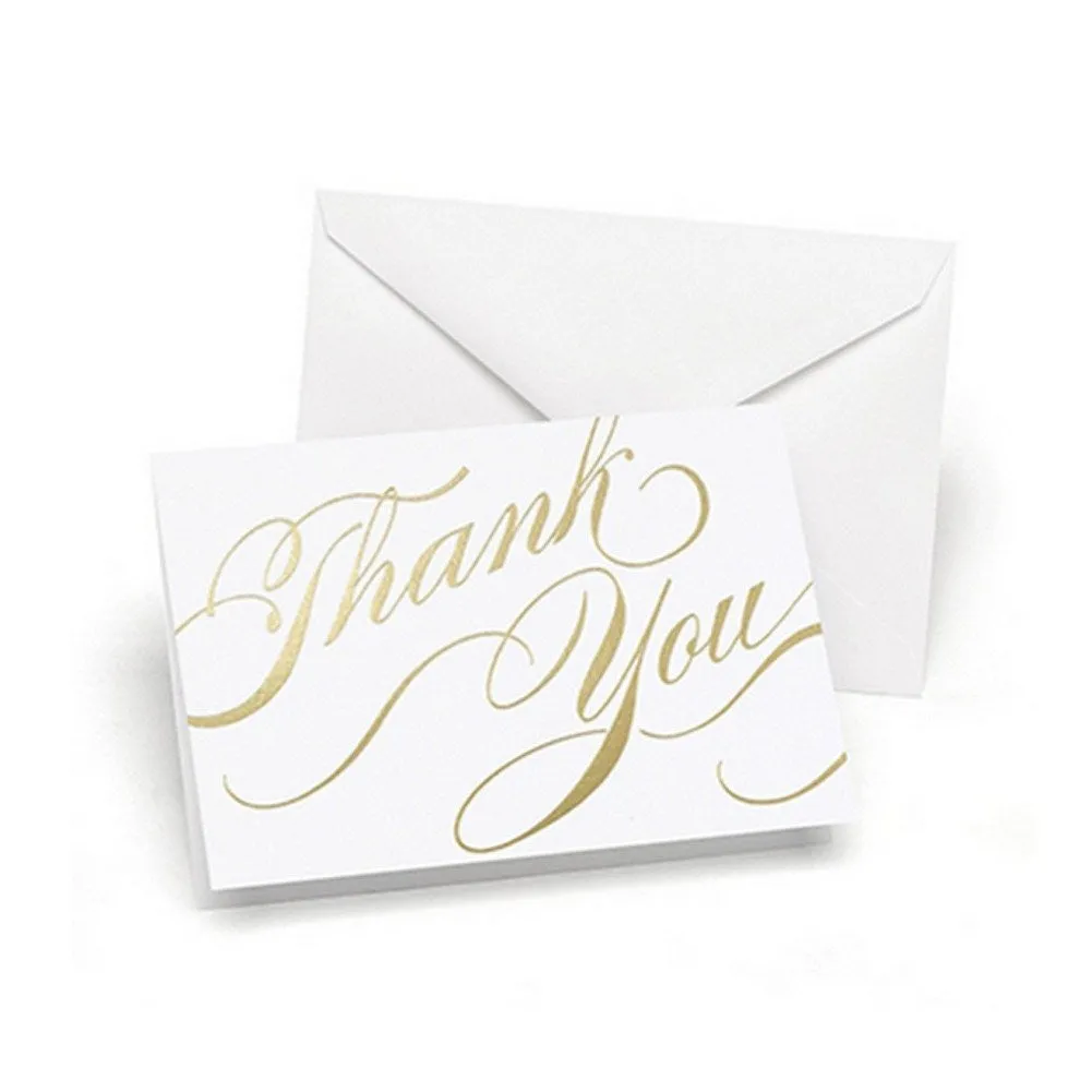 Gold Foil Swirls Thank You Cards with White Envelopes - 50 Pack