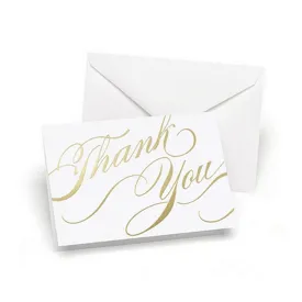 Gold Foil Swirls Thank You Cards with White Envelopes - 50 Pack