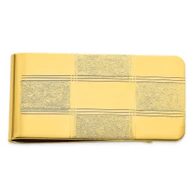 Gold Plated Four Square Engravable Money Clip