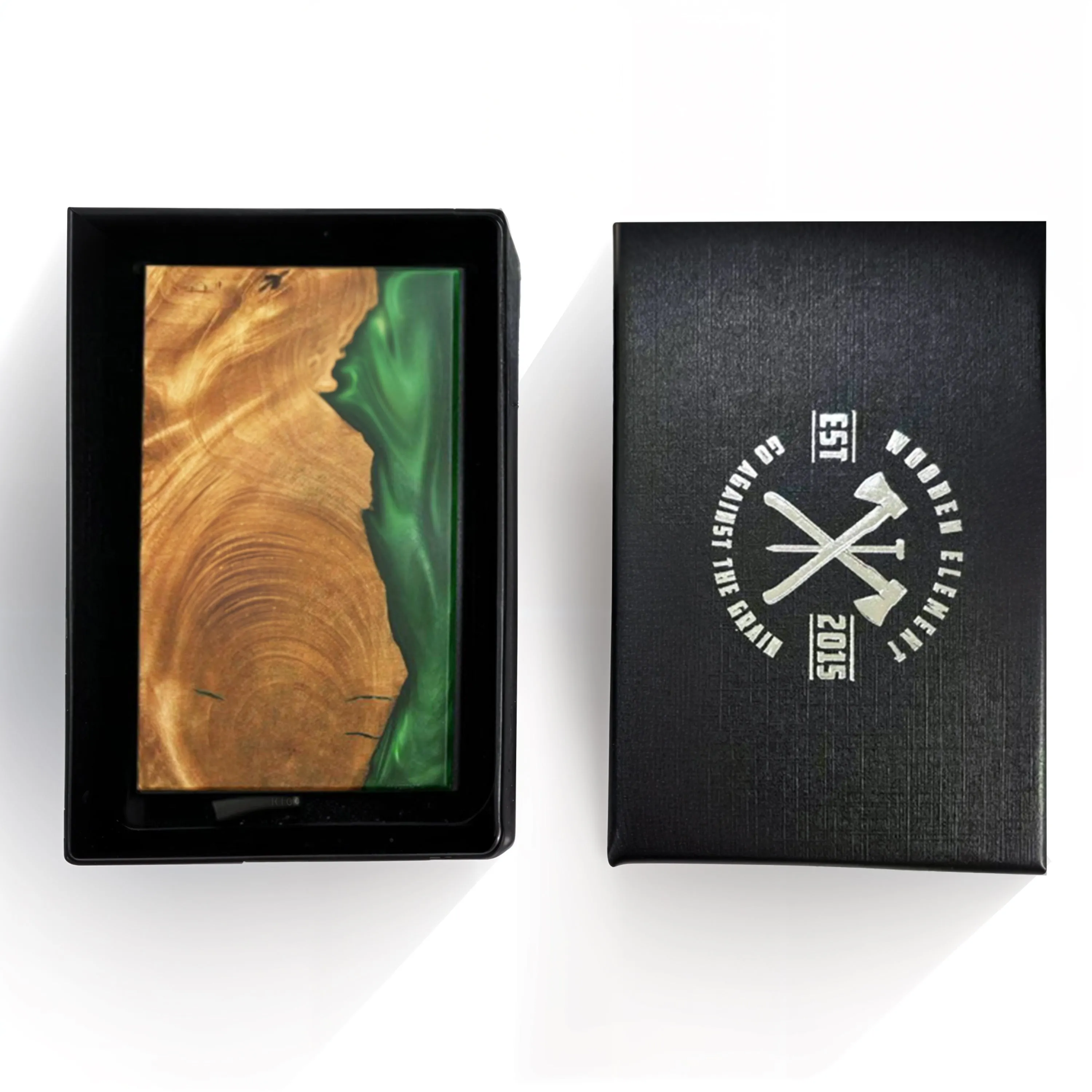 Green - Wood & Resin Smart Wallet (Pop-Up Card Holder)