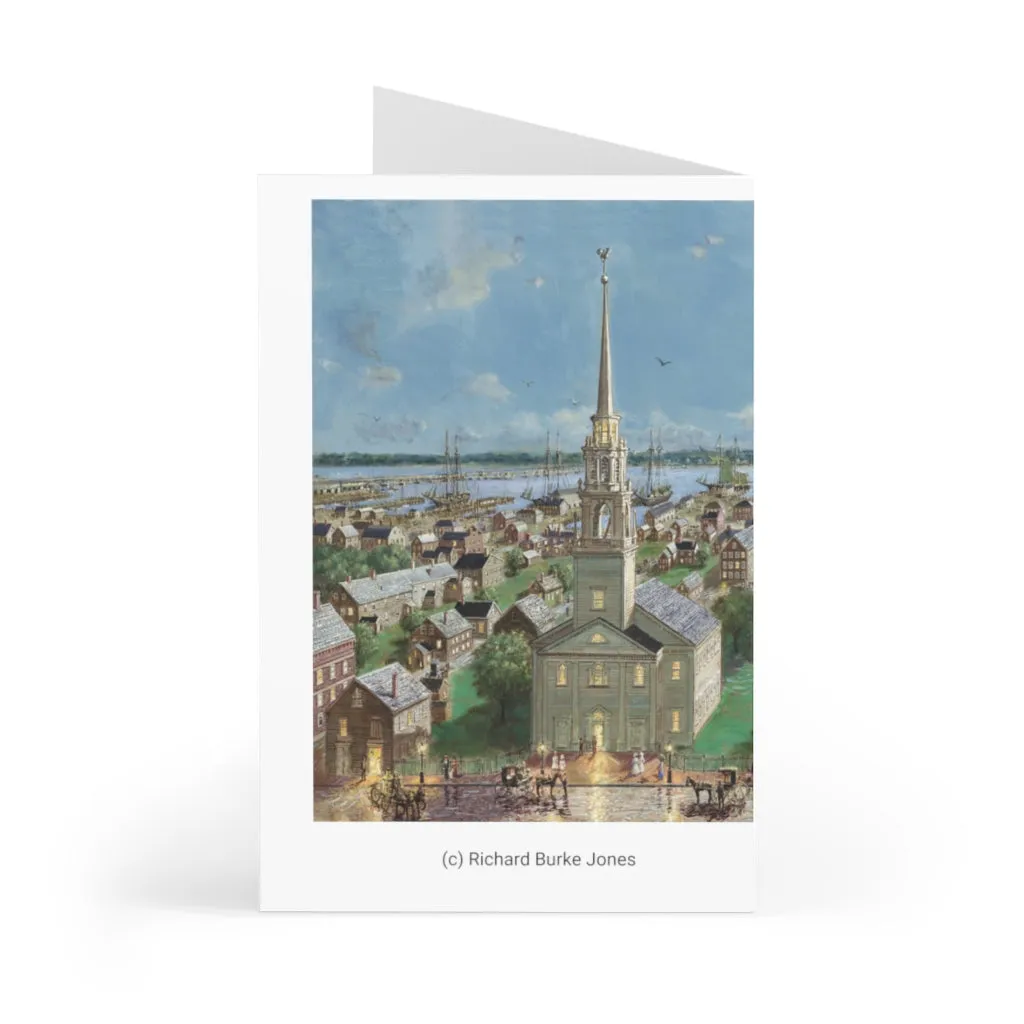 Greeting Cards (7 pcs) showing Oil Painting by Richard Burke Jones of ''Pleasant Street to the Ships, Newburyport, 1860"