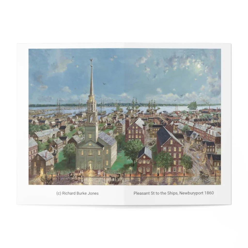 Greeting Cards (7 pcs) showing Oil Painting by Richard Burke Jones of ''Pleasant Street to the Ships, Newburyport, 1860"