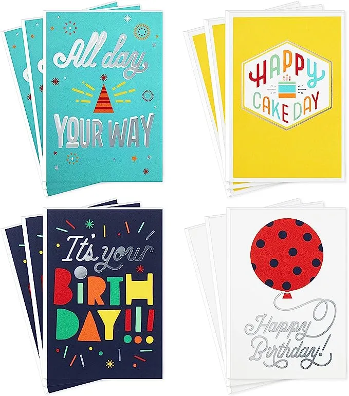 Hallmark Birthday Cards Assortment, Happy Cake Day (12 Cards with Envelopes)