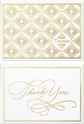 Hallmark Thank You Cards Assortment, Gold Foil Scroll (50 Thank You Notes with Envelopes for Wedding, Bridal Shower, Baby Shower, Business, Graduation)