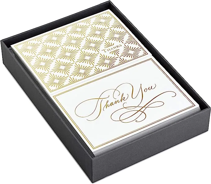 Hallmark Thank You Cards Assortment, Gold Foil Scroll (50 Thank You Notes with Envelopes for Wedding, Bridal Shower, Baby Shower, Business, Graduation)