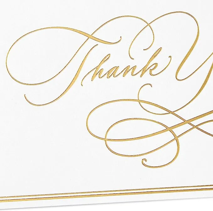 Hallmark Thank You Cards Assortment, Gold Foil Scroll (50 Thank You Notes with Envelopes for Wedding, Bridal Shower, Baby Shower, Business, Graduation)